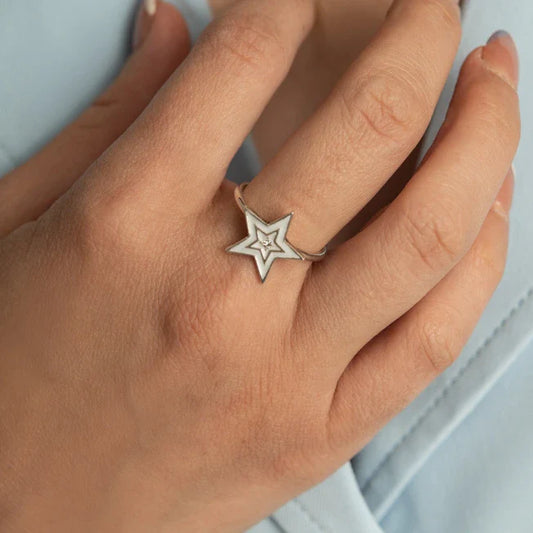 Anillo Estrella Plata con Cristal